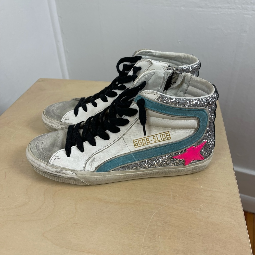 Golden Goose Slide High Top Sparkly Sneaker